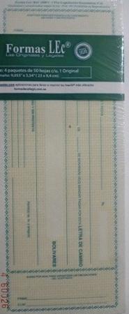 TALONARIO DE LETRA DE CAMBIO