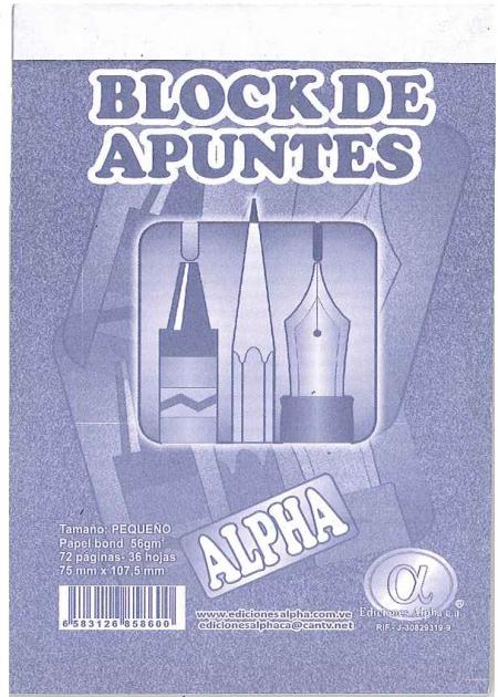 BLOCK DE APUNTES PEQUEÑO ALPHA REF. 5860