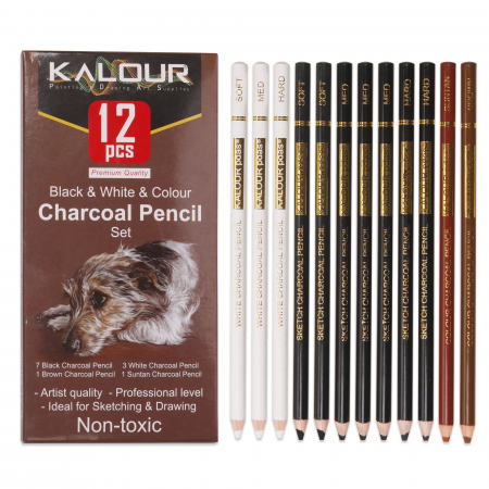 KALOUR SET DE 12 PCS CHARCOAL BLANCO Y NEGRO REF. YW-PPP012 